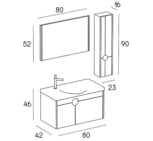 کابینت روشویی چوب و پی وی سی مدل D-8009